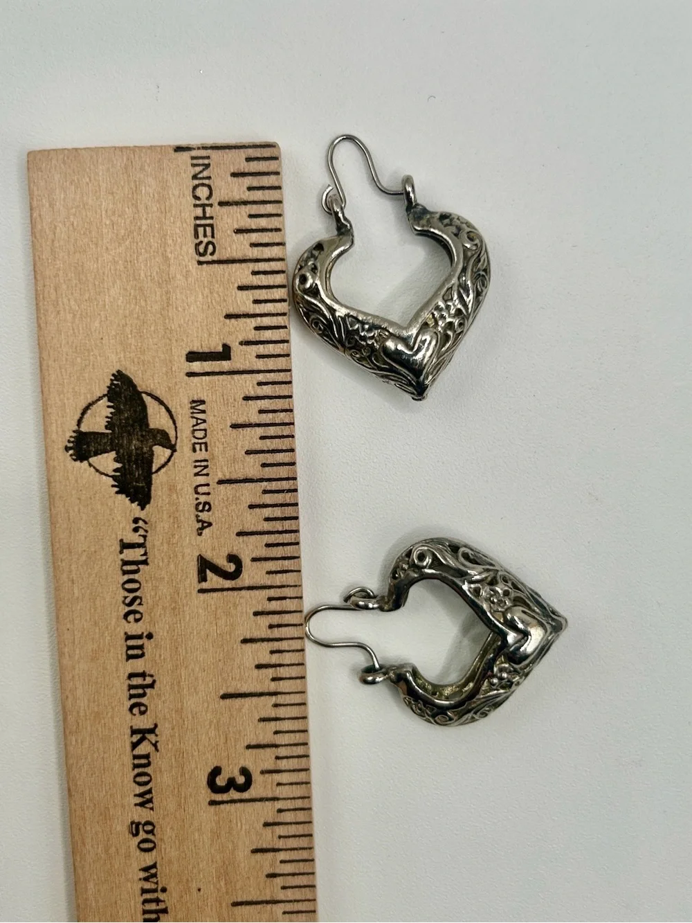 Vintage Intricate Heart-Shaped Silver Drop Earrings - Women's Jewelry